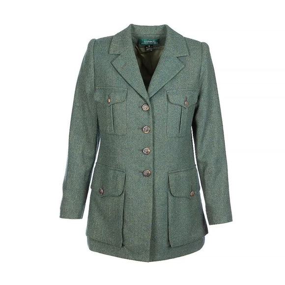 Ralph Lauren Jackets & Blazers - Vintage 90s Ralph Lauren Wool Blue & Green Herringbone Equestrian Blazer Size 4P